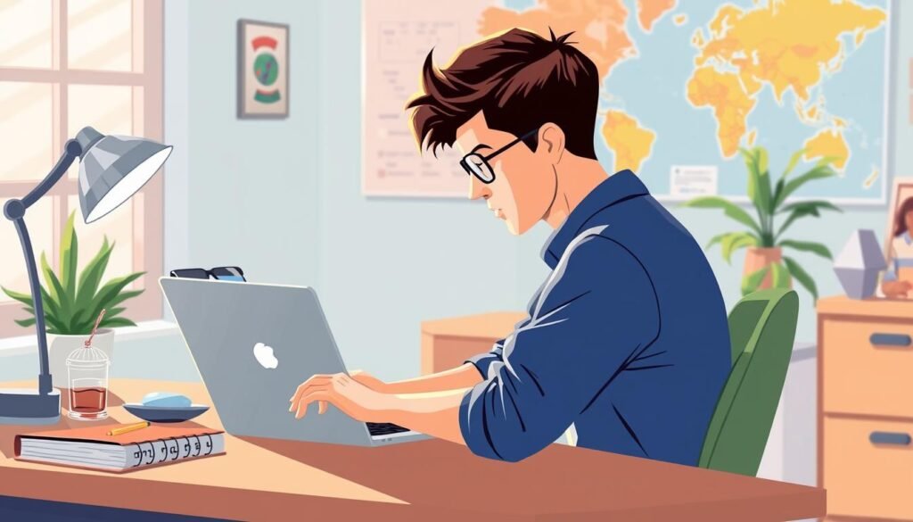 An image of a person using Google Flights on a laptop to explore cheap destinations