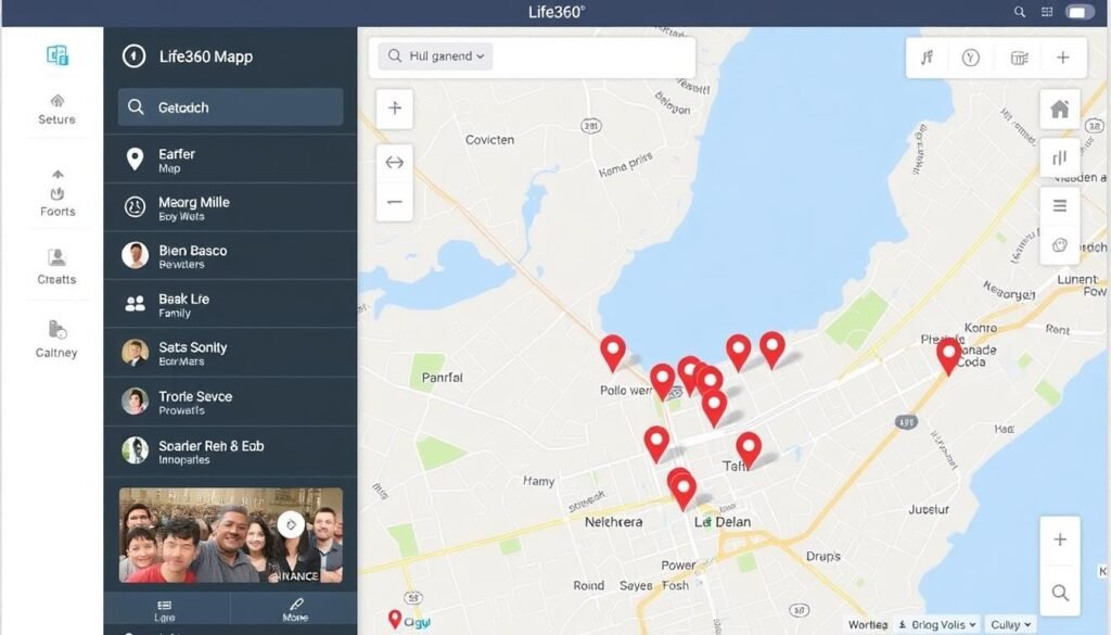 Generate an image of the Life360 app interface showing a family member's location.