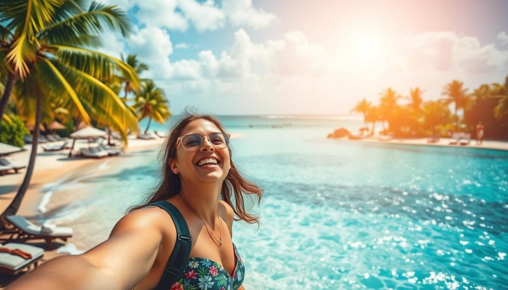Image of a person enjoying a vacation package