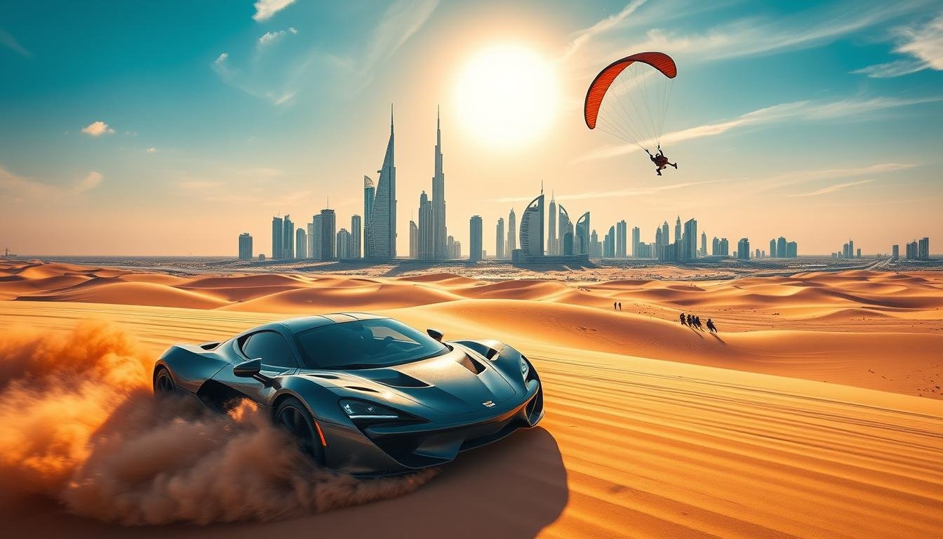 Dubai skyline and desert